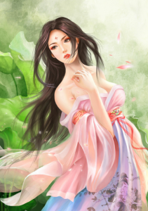 Oriental Girl on Lotus